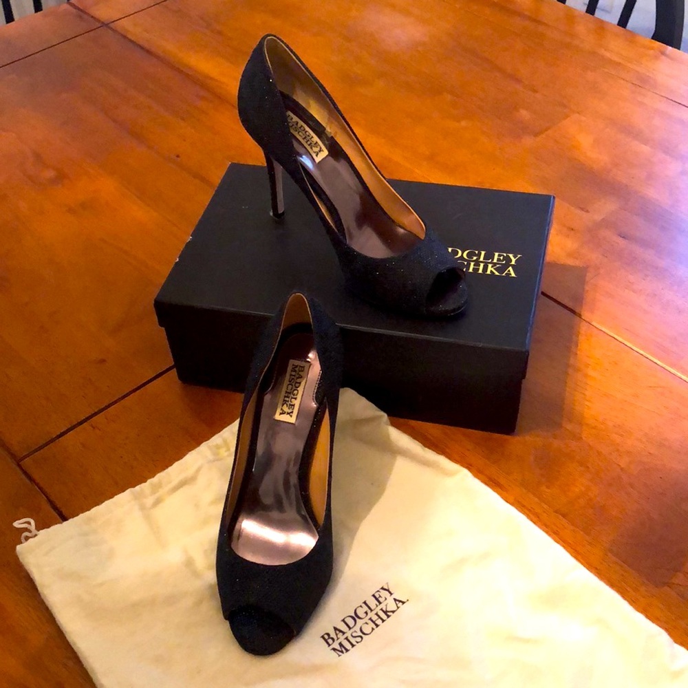Badgley Mischka Jossie Black Shimmer Heels